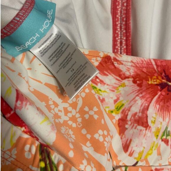 Beach House Size 14 Takini Hibiscus Floral Swim Tank Keyhole Neck Resort Wear - Picture 2 of 6